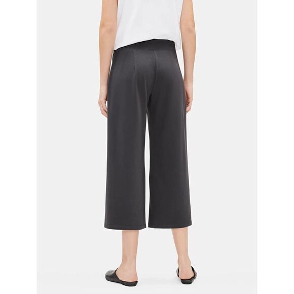 NEW Eileen Fisher Cotton Stretch Jersey cropped Wide Pants Sz XL Graphite - Picture 2 of 9